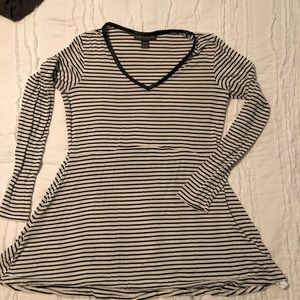 Striped peplum maternity top